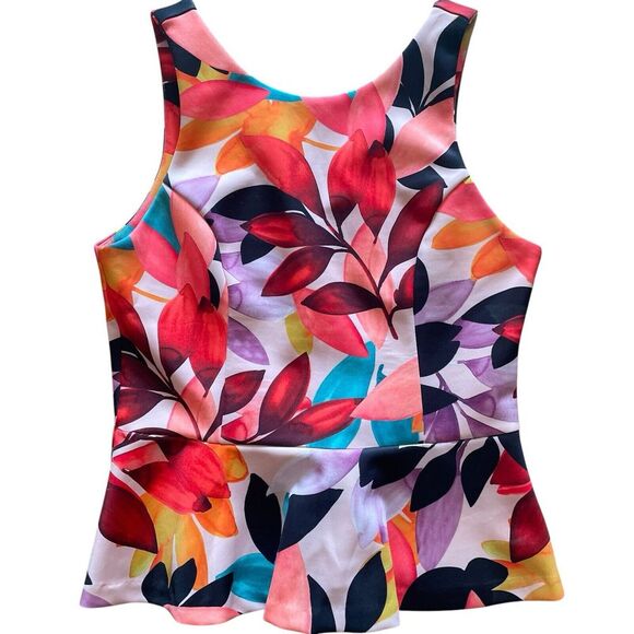 Alexia Admor Tops - Alexia‎ Admor Women's Floral Sleeveless Scuba Peplum Top Pink Size Medium